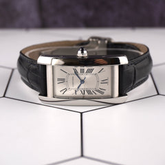 Cartier Tank Americaine 22.6mm Silver Dial Steel Ladies Watch 4275 Papers