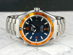 Omega 42mm Seamaster Planet Ocean Orange Bezel Steel Men's Watch 2208.50