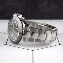 Rolex Daytona 40mm Stainless Steel Black Dial Smooth Oyster Watch 116500LN