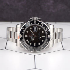 Rolex GMT Master II 40mm Black Dial Green Hand Steel Men's Watch 116710LN