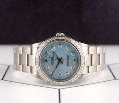Rolex Oyster Perpetual 31mm Midsize 2ct Diamonds ICE Blue Steel Watch Ref 67480