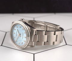 Rolex Oyster Perpetual 31mm Midsize 2ct Diamonds ICE Blue Steel Watch Ref 67480