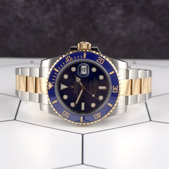 Rolex Submariner Date 40mm 18k Yellow Gold/Steel BLUE Oyster Mens Watch 116613LB