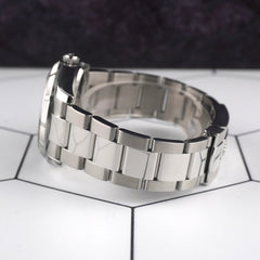 Rolex 34mm Oyster Perpetual Date Silver Dial Steel Men's Watch with Card 115210