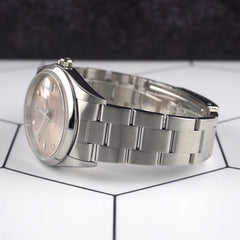 Rolex 34mm Oyster Perpetual Date Salmon Dial Steel Men's Watch with Paper 15200