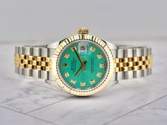 Rolex 28mm Datejust Lady Stainless Steel & Yellow Gold Mint Green Dial 279173