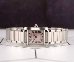 Cartier 20mm Tank Francaise Mother Of Pearl Dial Steel Ladies Watch Ref 3217