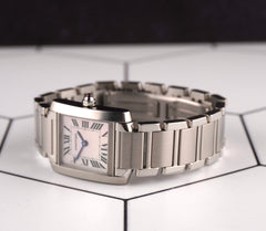 Cartier 20mm Tank Francaise Mother Of Pearl Dial Steel Ladies Watch Ref 3217