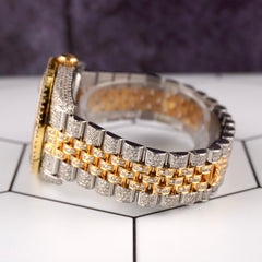 Rolex Datejust 36mm 18k Yellow Gold/Steel 16ct Iced Out Roman Dial Ref: 116233