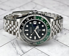Rolex 40mm GMT MasterII Sprite Green/Black Bezel Steel Mens Watch 126720VTNR