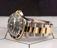 Rolex Submariner Date 40mm 18k Yellow Gold & Steel Black Dial Oyster Watch 16613