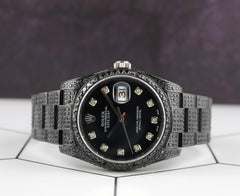 Rolex 36mm Oyster Perpetual Datejust Black Iced Out 9ct Diamond Watch Ref 116200