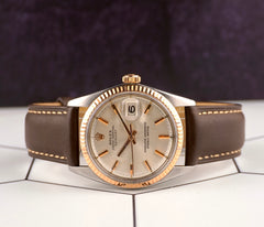 Rolex Vintage 36mm Datejust Silver Dial Steel Rose Gold Fluted Men's Watch 1601