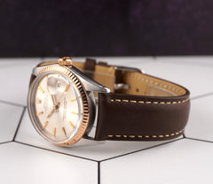 Rolex Vintage 36mm Datejust Silver Dial Steel Rose Gold Fluted Men's Watch 1601