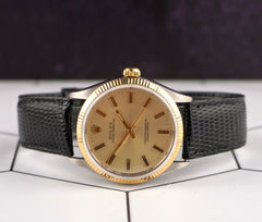 Rolex 34mm Oyster Perpetual 18K Yellow Gold & Steel Vintage Mens Watch Ref 1005
