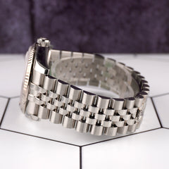 Rolex Datejust 36mm Steel White Gold Silver Roman Dial Mens Watch 116234