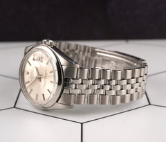 Rolex 36mm Datejust Mens Steel Smooth Folded Jubilee Silver Dial Watch 1600