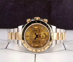 Rolex Daytona Cosmograph 40mm 18k & Steel Men's Oyster Gold Dial Watch 116523