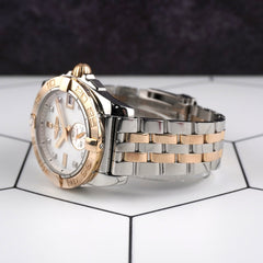 Breitling Galactic 2-Tone RG-SS 36mm White MOP Diamond Dial Watch C37330