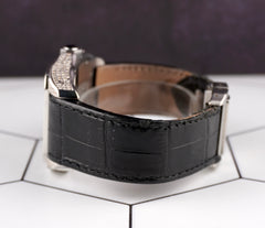 Cartier Santos 100XL Mens Iced Out 4.0ct Genuine Diamonds Roman Leather Ref 2656