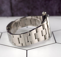 Rolex 34mm Oyster Perpetual Baby Blue Diamond Dial Engine Turned Watch 14000