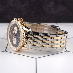 Breitling Navitimer Montbrillant 38mm 2-Tone RG-SS Black Dial Watch H47330