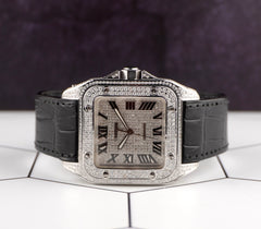 Cartier Santos 100 XL Men's Iced Out 7ct Genuine Diamonds Roman Ref 2656