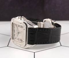 Cartier Santos 100 XL Men's Iced Out 7ct Genuine Diamonds Roman Ref 2656