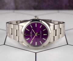 Rolex 34mm Oyster Perpetual Stainless Steel Oyster Purple Dial Watch 14000
