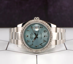 Rolex Mens Datejust II 41mm Oyster Steel Watch ICED 2ct Ice Blue Dial 126300