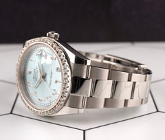 Rolex Mens Datejust II 41mm Oyster Steel Watch ICED 2ct Ice Blue Dial 126300
