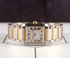 Cartier 25mm Tank Francaise Steel Yellow Gold Silver Dial Ladies Watch 2301
