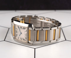 Cartier 25mm Tank Francaise Steel Yellow Gold Silver Dial Ladies Watch 2301