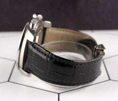 Cartier Calibre 42mm Silver Dial Stainless Steel Leather Band Men's Watch 3389