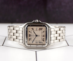 Cartier Panthere Jumbo 29mm Stainless Steel Silver Dial Mens Watch Ref 1300