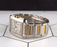 Cartier 28mm Tank Francaise Chronograph Steel Yellow Gold Mens Watch 2303