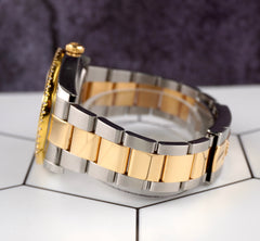 Rolex Men's Datejust 41mm 18k Gold & Steel Iced 3ct Diamonds Pearl Roman 116333