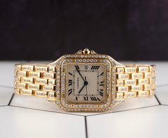 Cartier 27mm Panthere 18K Yellow Gold Diamond Ladies Watch 106000M