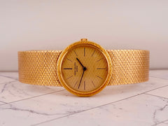 Patek Philippe 25mm 18K YG Mesh Band Gold Dial Ladies Watch 3338