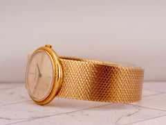 Patek Philippe 25mm 18K YG Mesh Band Gold Dial Ladies Watch 3338