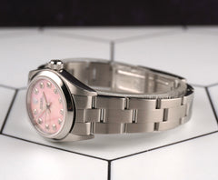Rolex Oyster Perpetual 25mm Stainless Steel Pink MOP Diamond Dial Watch 67180