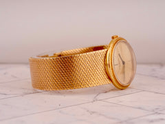 Patek Philippe 25mm 18K YG Mesh Band Gold Dial Ladies Watch 3338