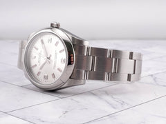 Rolex Oyster Perpetual 31mm Steel Silver Dial/Pink Markers Ladies Watch 177200
