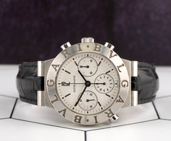 Bvlgari Diagono Rattrapante Platinum Split Seconds White Dial Mens Watch CH40 PL