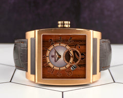 De Grisogono 40mm Instrumento 18K Rose Gold Leather Strap Men's Watch AU750