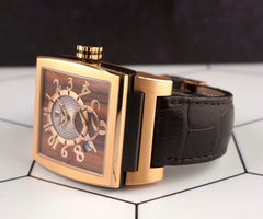 De Grisogono 40mm Instrumento 18K Rose Gold Leather Strap Men's Watch AU750