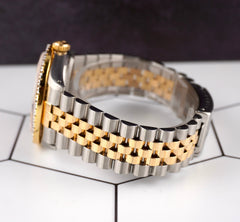 Rolex Mens Datejust 36mm 18k YG & Steel Iced 2.50ct Diamond Baby Blue Dial Watch