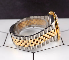 Rolex Mens Datejust 36mm 18k YG & Steel Iced 2.50ct Diamond Baby Blue Dial Watch