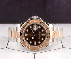 Rolex Yacht-Master 40mm Oyster 18k Rose Gold & Steel Watch Chocolate Dial 116621