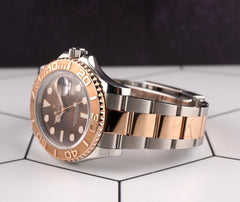 Rolex Yacht-Master 40mm Oyster 18k Rose Gold & Steel Watch Chocolate Dial 116621
